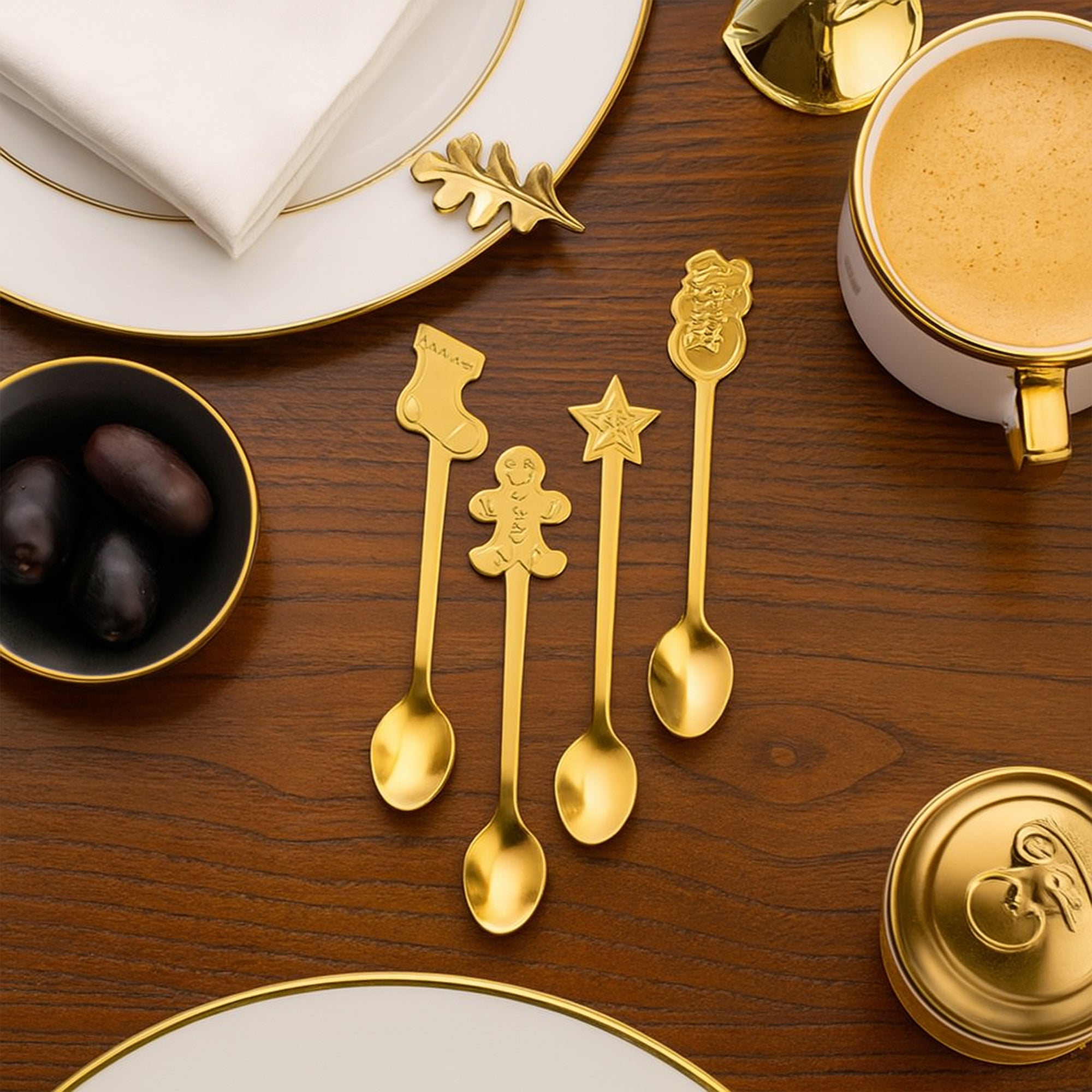 Festive Cookie Dessert Spoon Set of 4