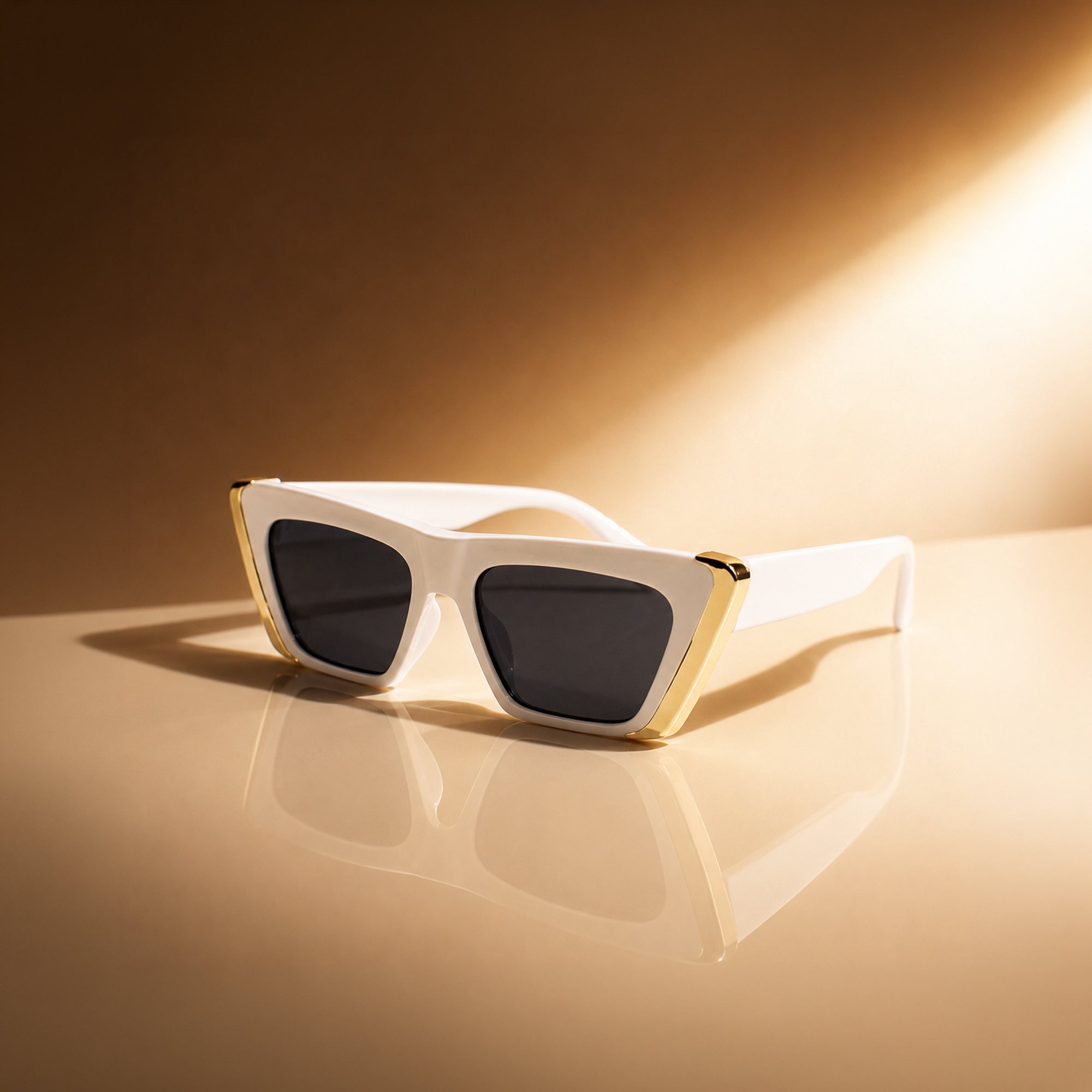 OOTD Rectangle Cateye Paper White Sunglass