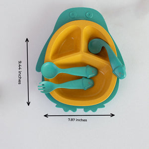 Kids Wheat Straw Lunch Plate & Cutlery Set Kids Tableware June Trading