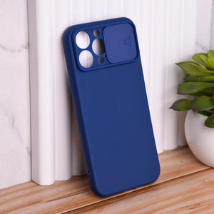 Solid Colour Silicon Case With Camera Slider For Apple iPhone 12 Pro Max iPhone 12 Pro Max June Trading Midnight Blue