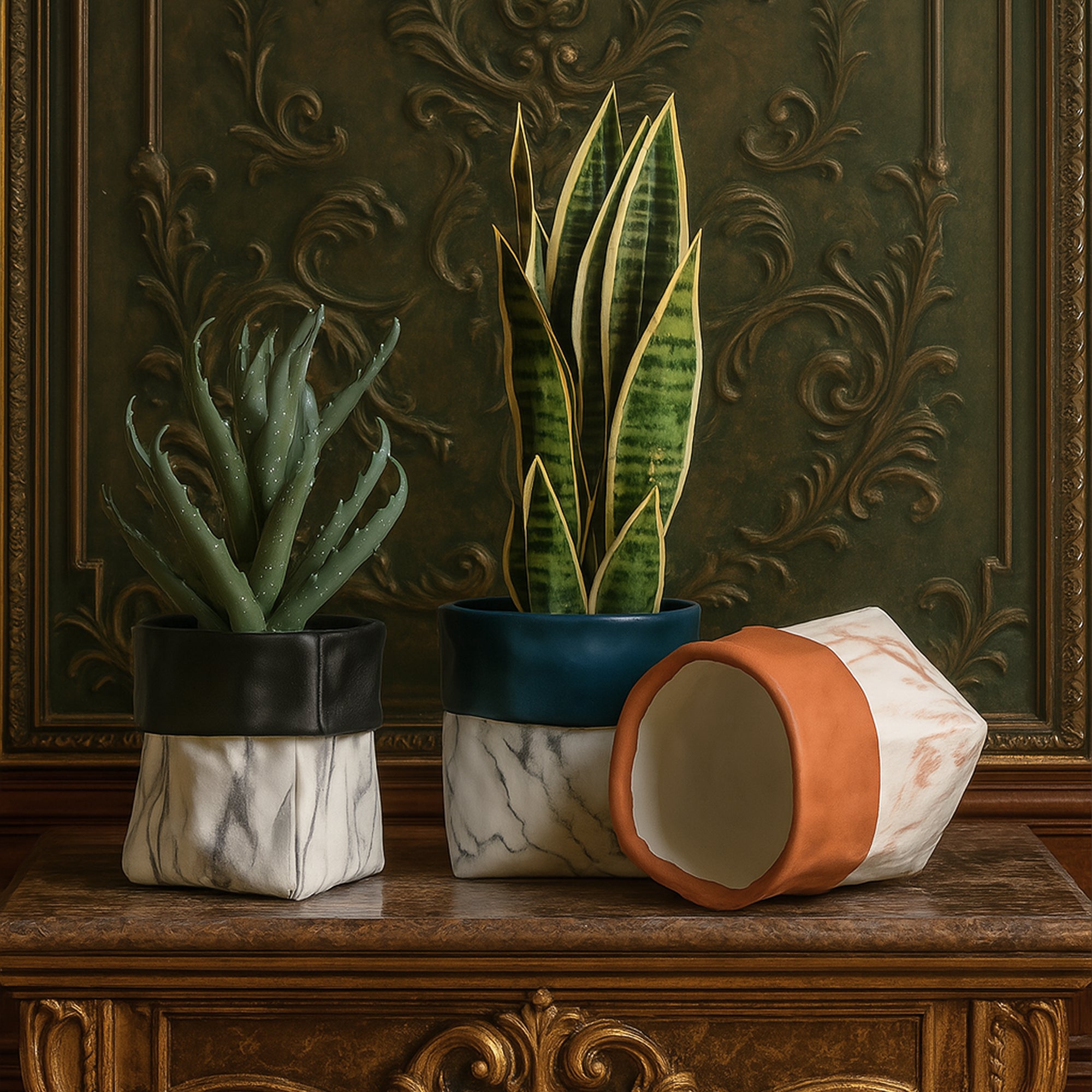 Marble Design Bag Shaped Planter