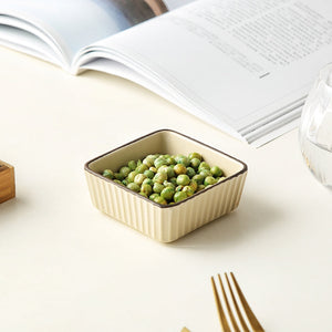 Seraphina Crinkle Square Bowl Serving Bowls The June Shop Cream White