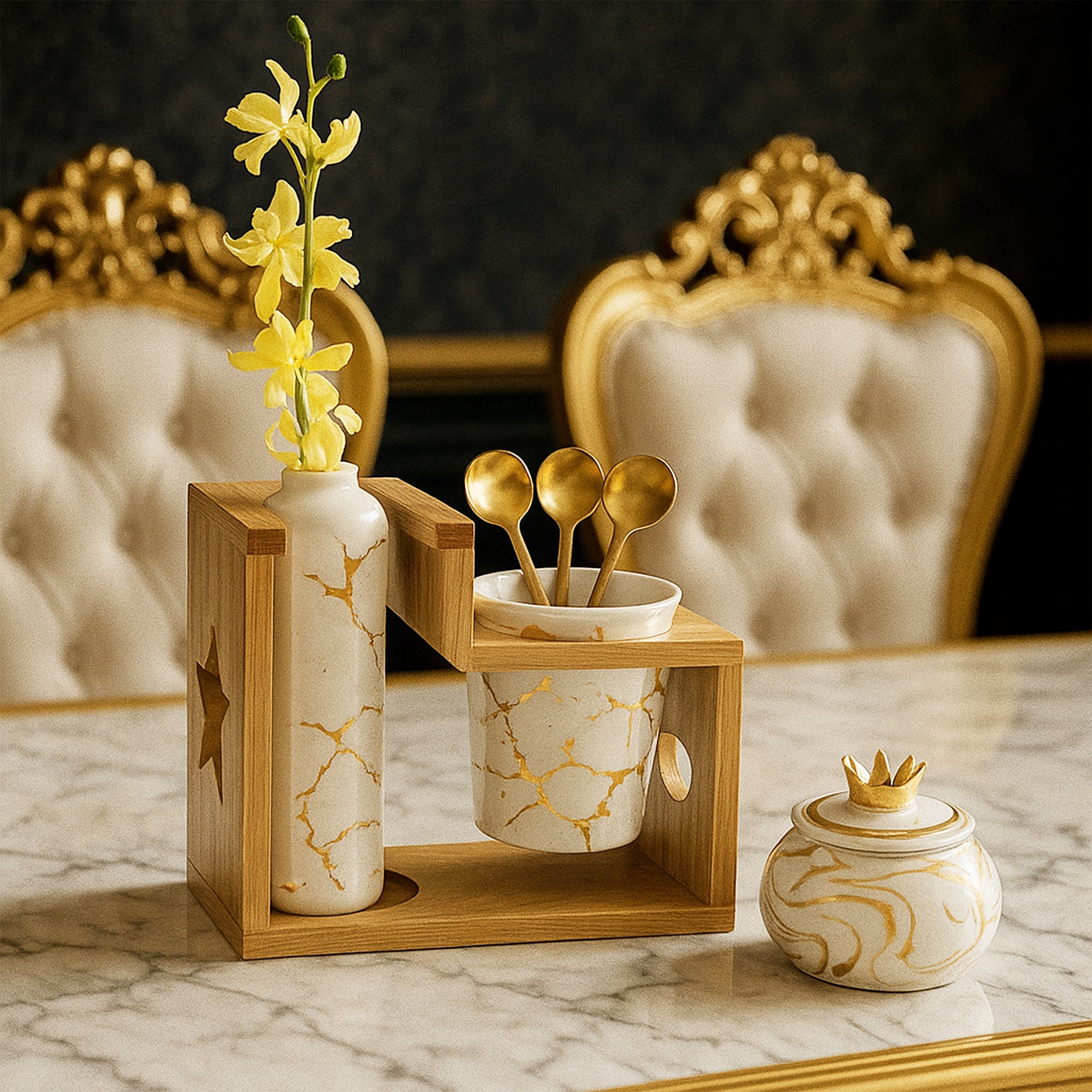 Idyllic Cutlery Stand & Vase With Spoon Set