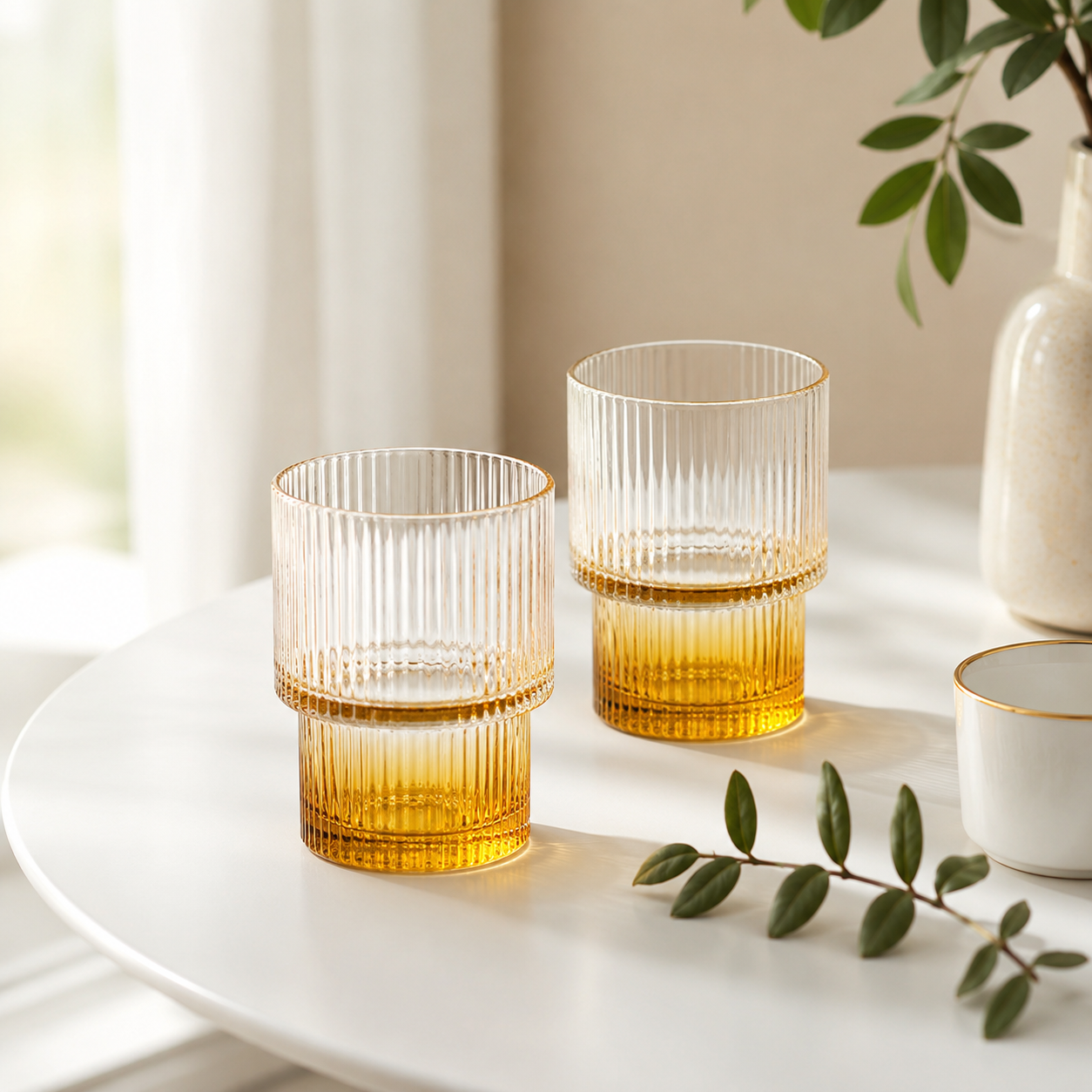 Sunset Ripple Crystal Glass (Set Of 2)