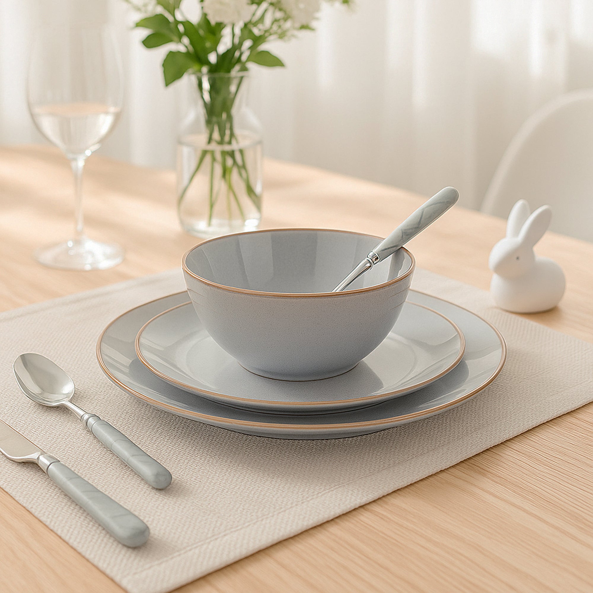 Stoneware Ceramic Plate and Bowls