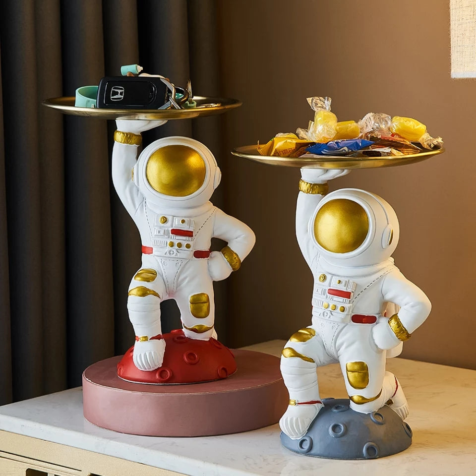 Astronaut With Brass Tray Artifacts Coral Tree