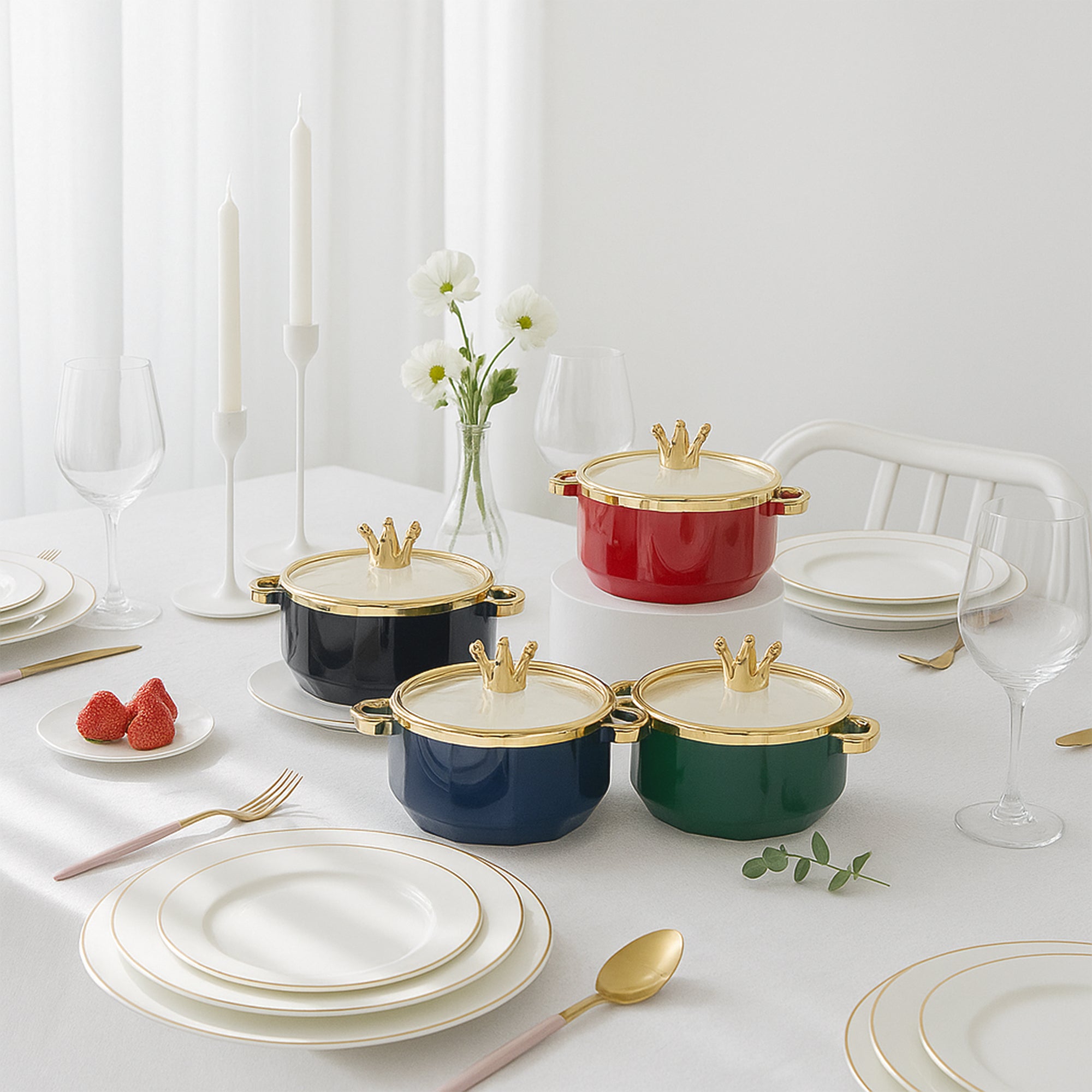 Crown Cap Ceramic Casserole with Lid