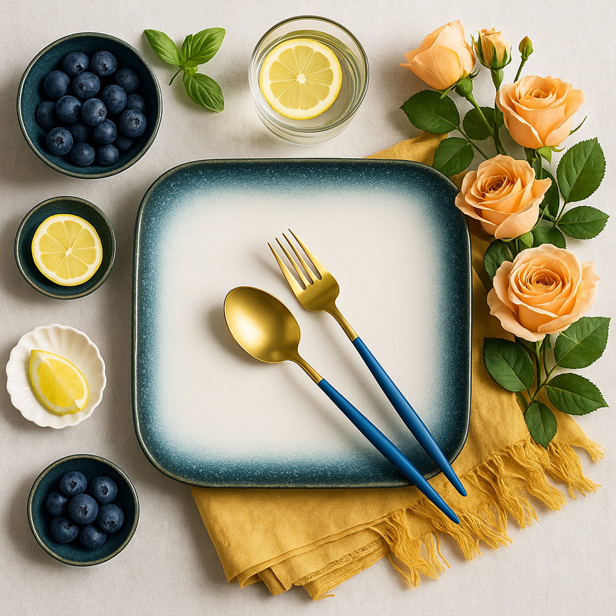 Ombre Ceramic Square Dinner Plate