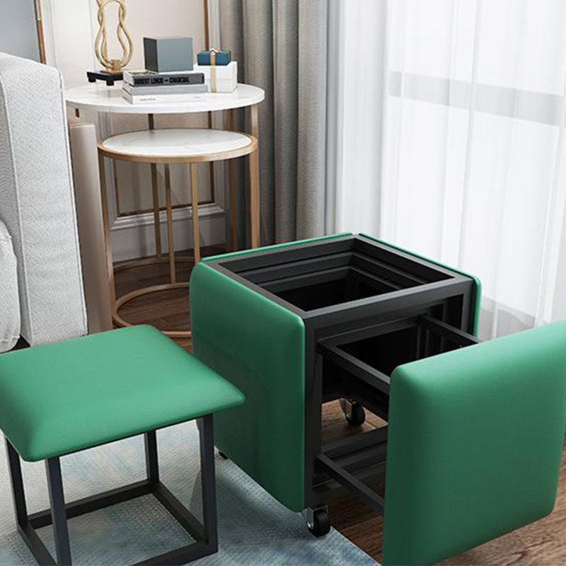 Premium Convertible 1 Coffee Table & 4 Pouf Set (Emerald) Smart Furniture June Trading