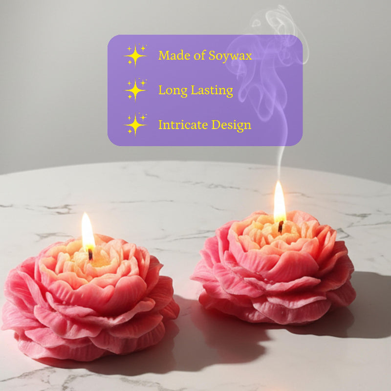 Set Of 2 Red Rose Soywax Candles