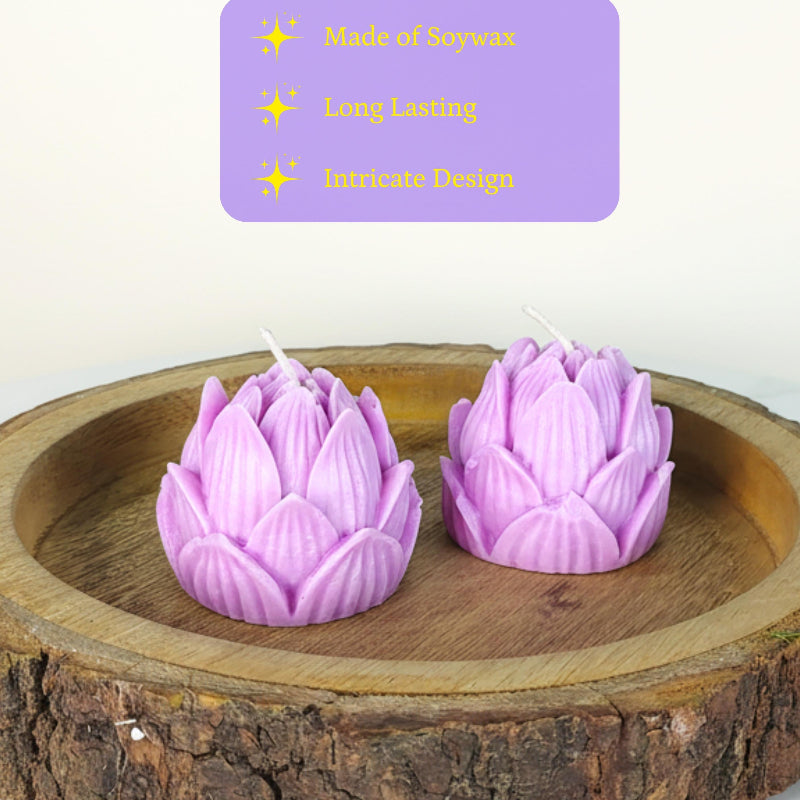 Lotus Petals Soywax Candle Set Of 2 Purple