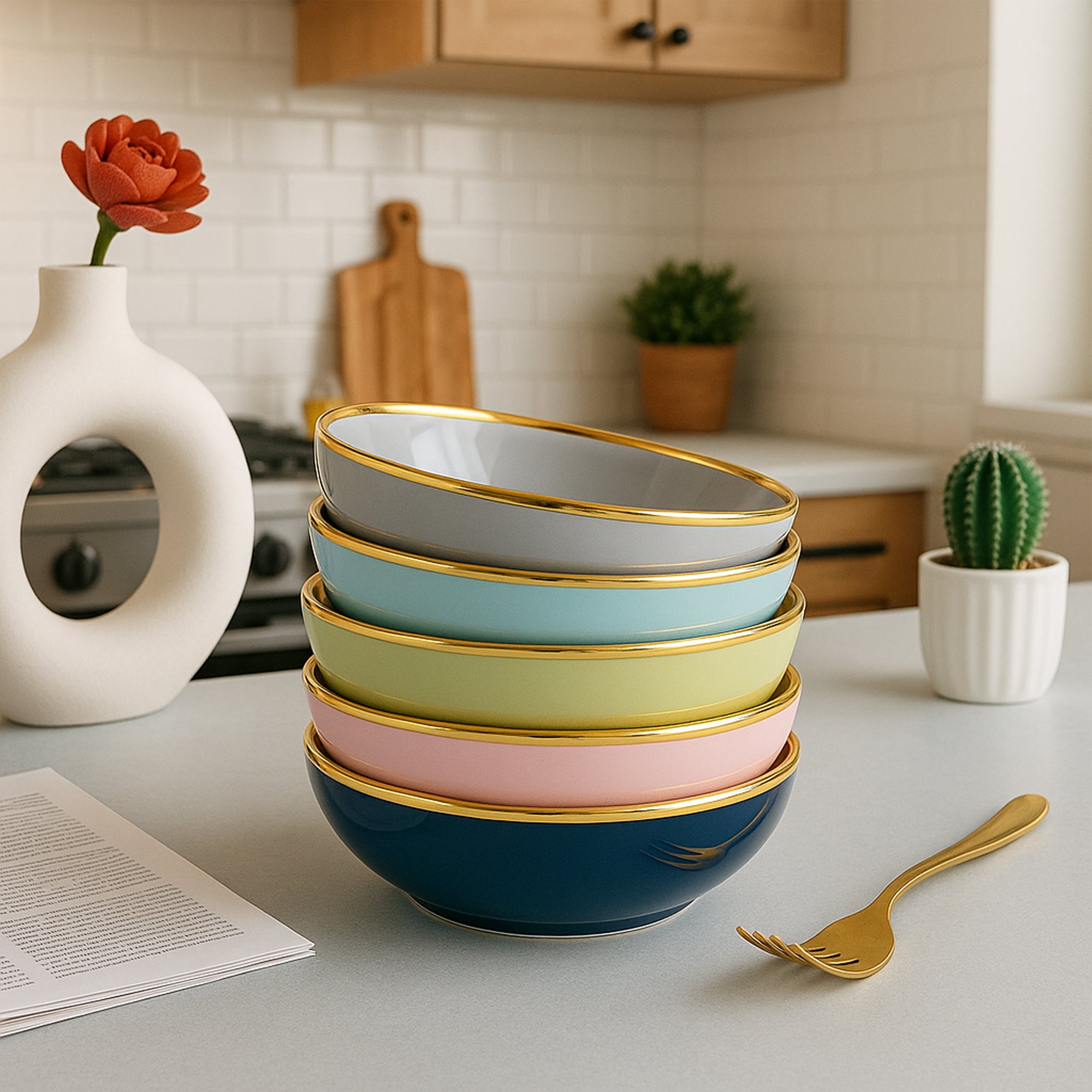 Gold Rim Colour Pop Serving Plate (7 Inches)