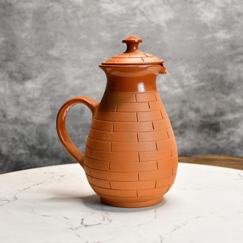 Terracotta Brick Jug With Plain Tumbler