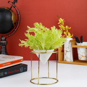 Conical Gold Stand Vase With Artificial Flowers Vases June Trading