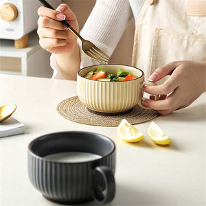 Seraphina Ribbed Coffee Mug Coffee Mugs The June Shop Round Grey