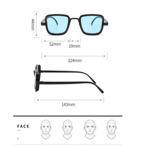 Retro Square Electric Blue Black Frame Sunglass Eyewear June Trading