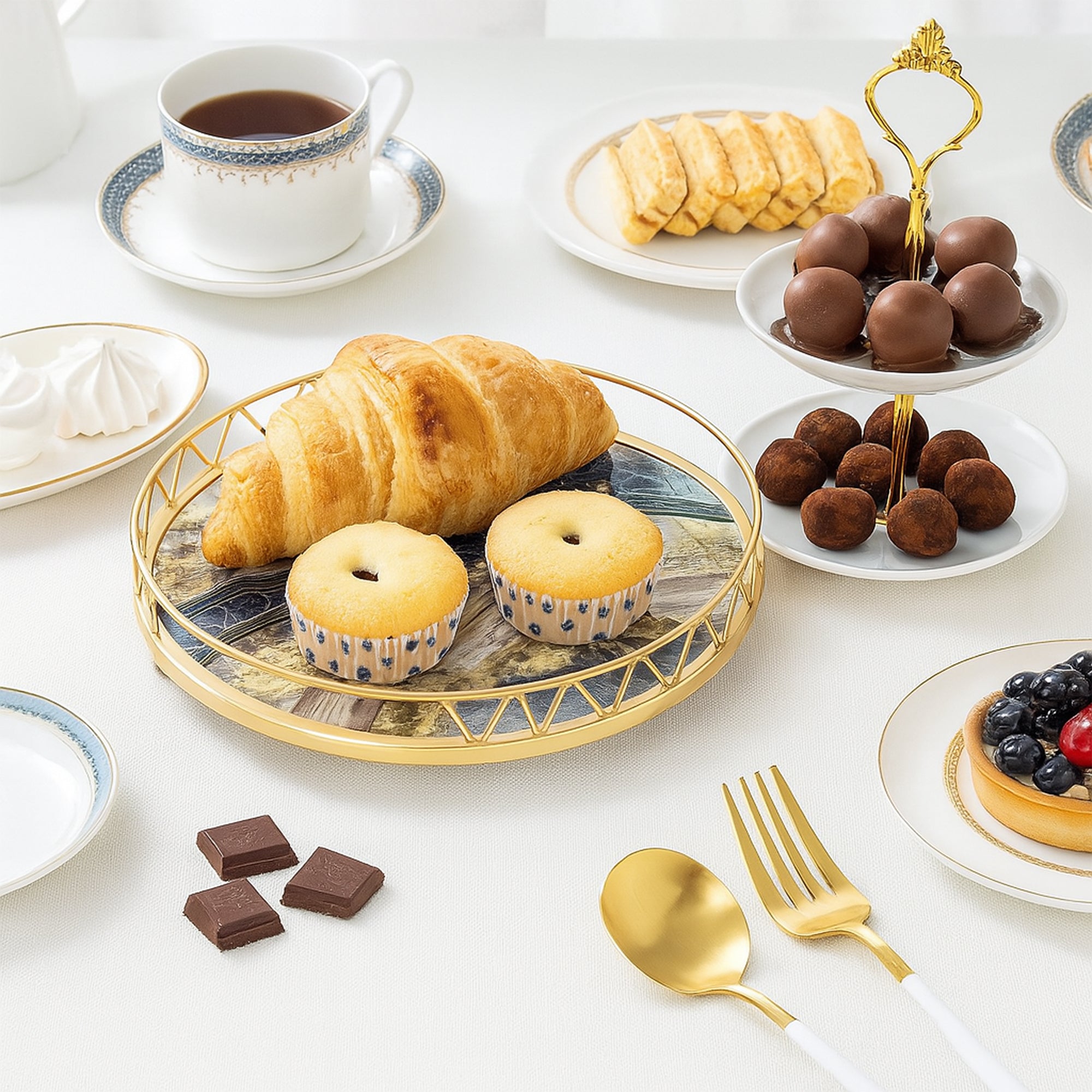 Marble-Chic Circular Vanity Accent Platter (Multipurpose)