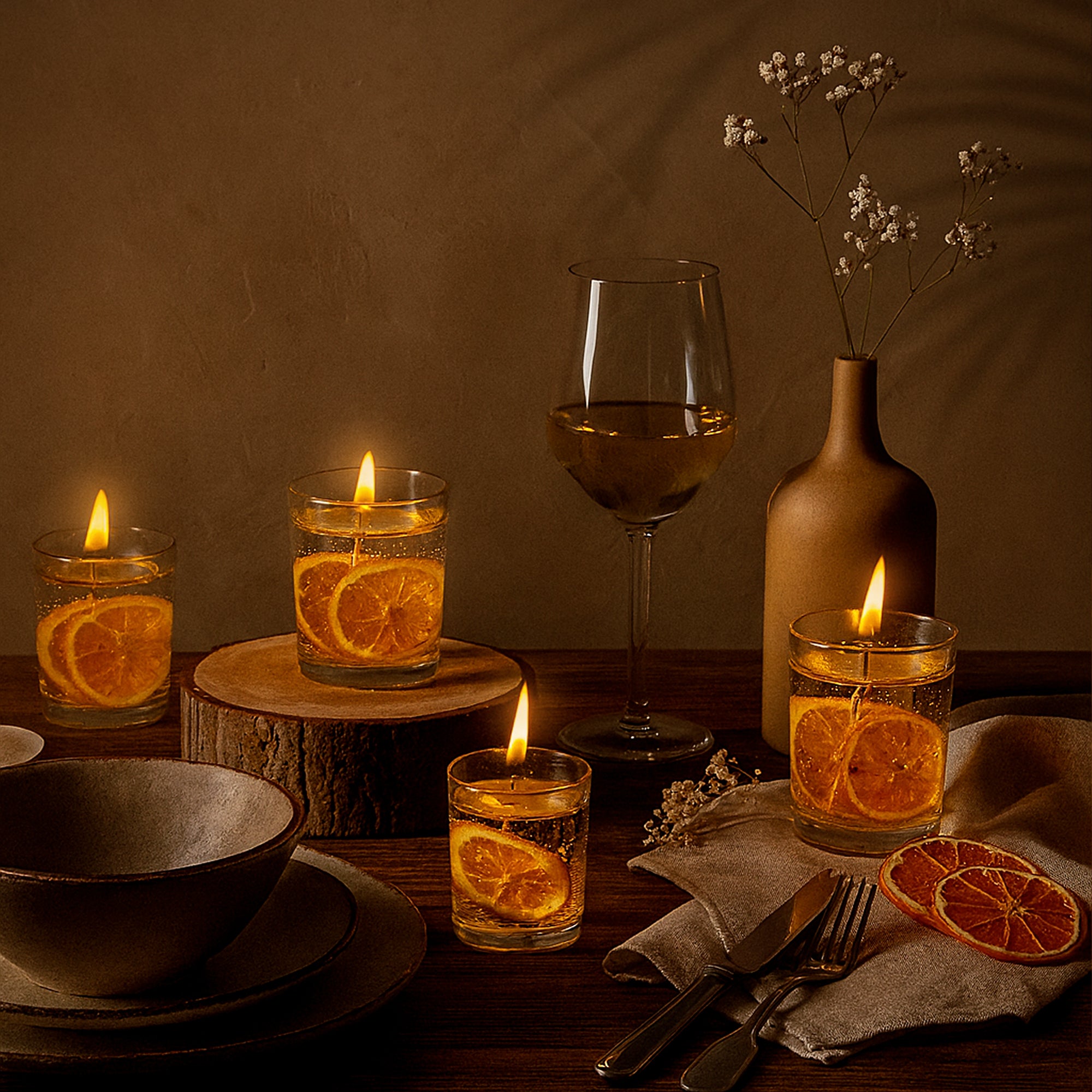 Dried Bloom Aroma Gel Candle | Rosy Tangerine