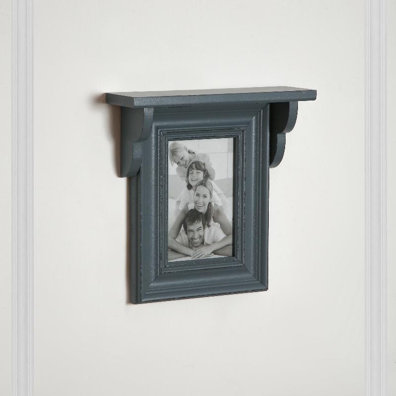 Nero Photo Frame With Wall Shelf - Grey wood