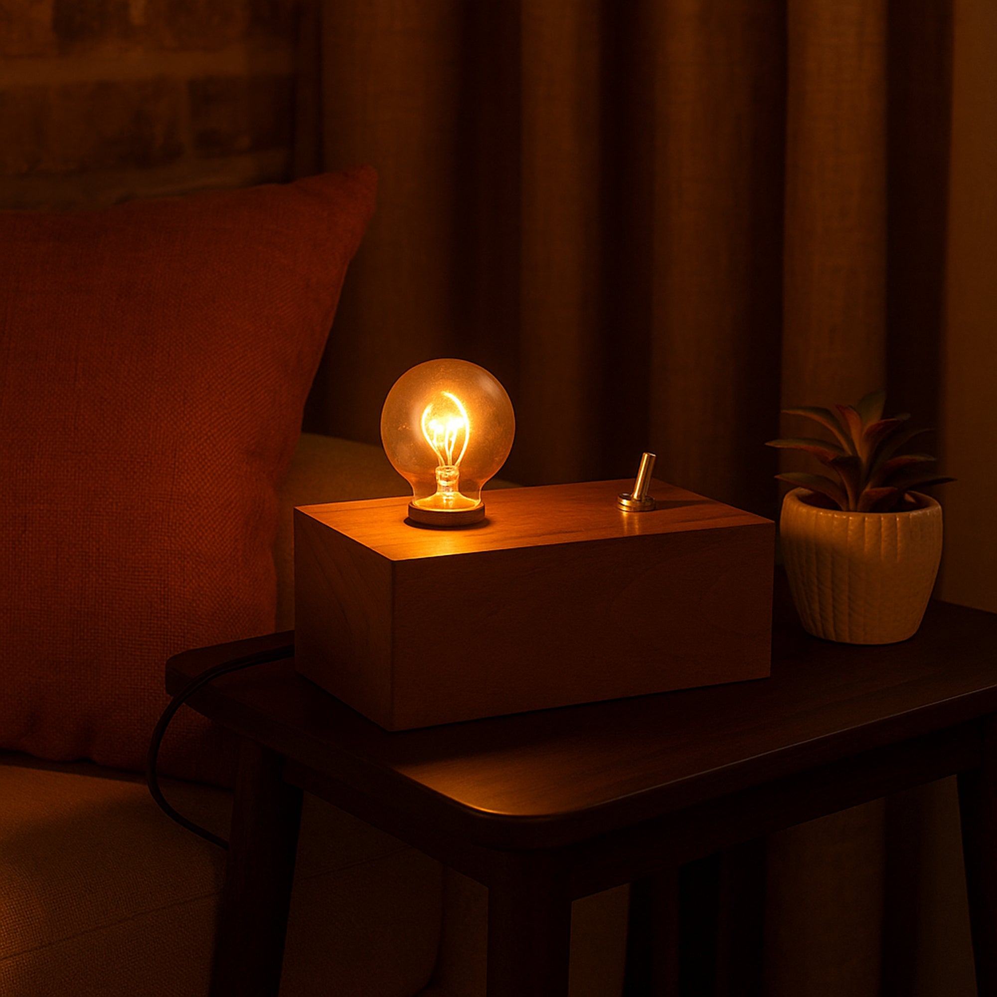 Wooden Table Night Lamp