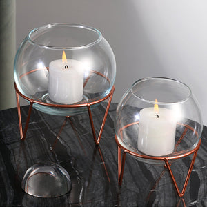 Dainty Glass Rose Gold Stand Planters The June Shop