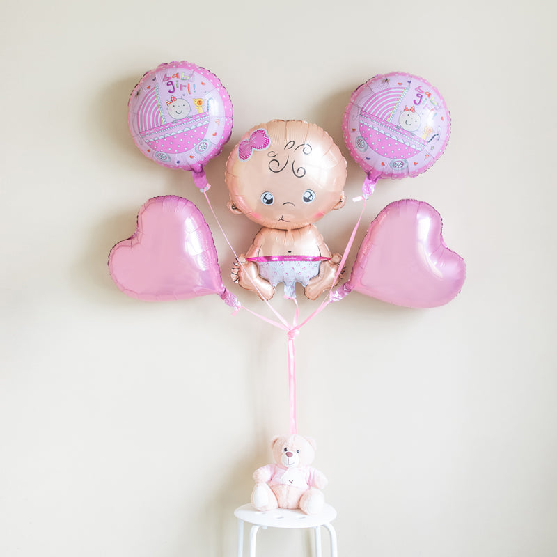 Cute Baby Girl Balloon (Set) Balloon June Trading