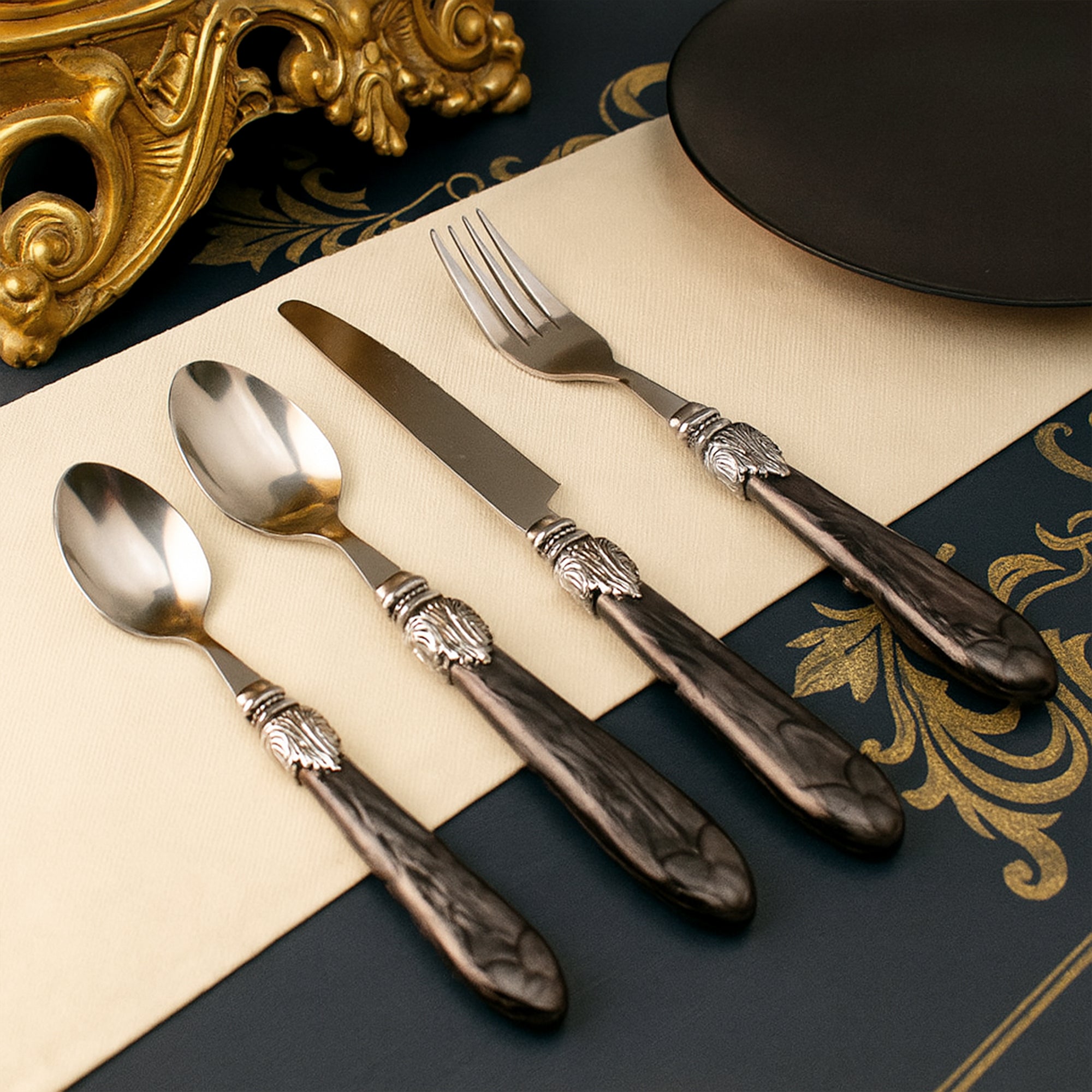 Pewter Accent Regal 24 Piece Cutlery Set
