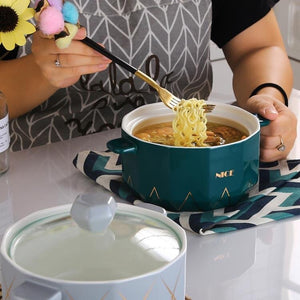 Classy Gold Design Ceramic Casserole with Lid Casserole June Trading