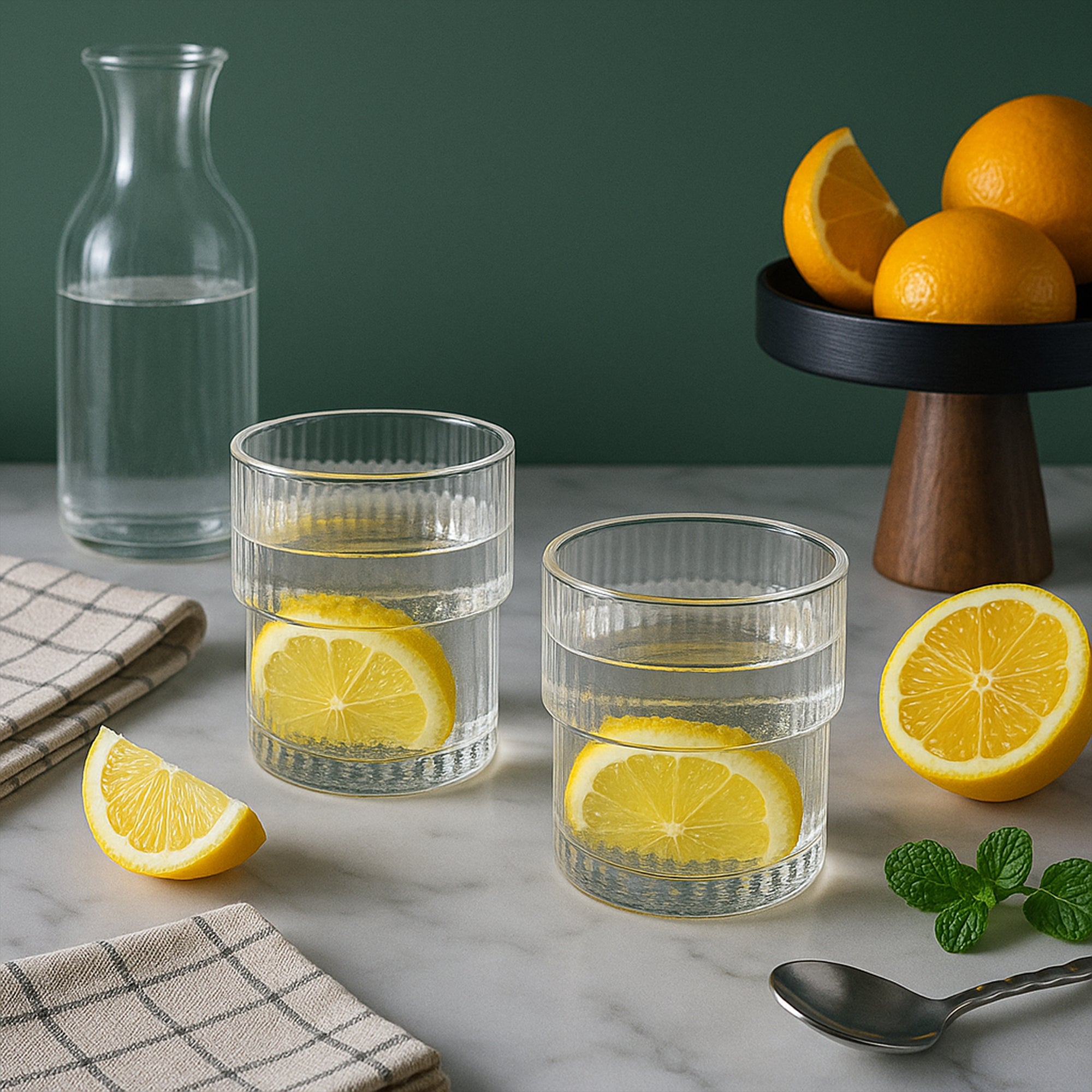 Ribbed Glass Carafe Standard (Set of 2)