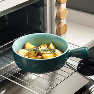 Ceramic Bowl with Handle Serving Bowls June Trading Emerald and Blue