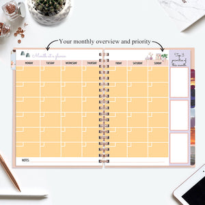 Undated Yearly Planner - Sunshine & A Little Hurricane (2023 Collection) + Ultimate Sticker Book Undated Planners June Trading