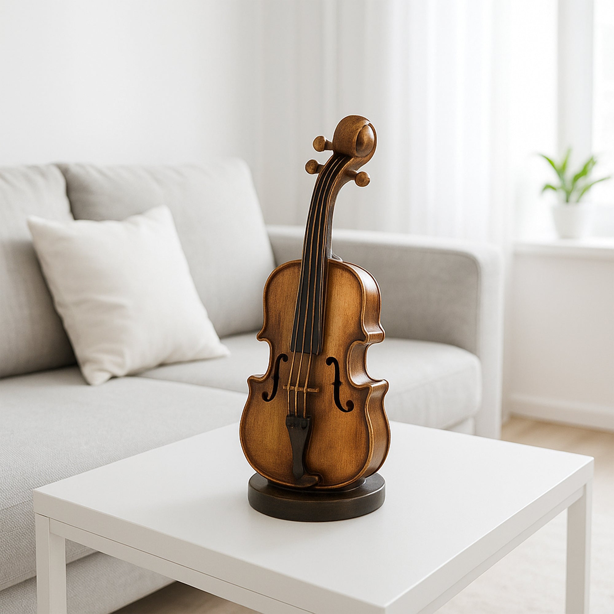 Vintage Violin Money Bank Sculpture