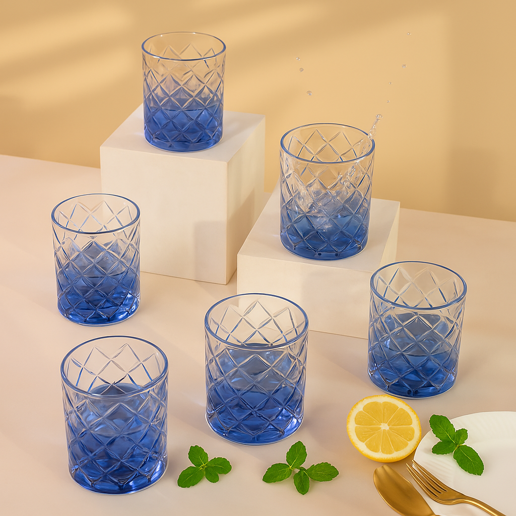 Blue Prism Crystal Glasses (Set Of 2, 4 & 6)