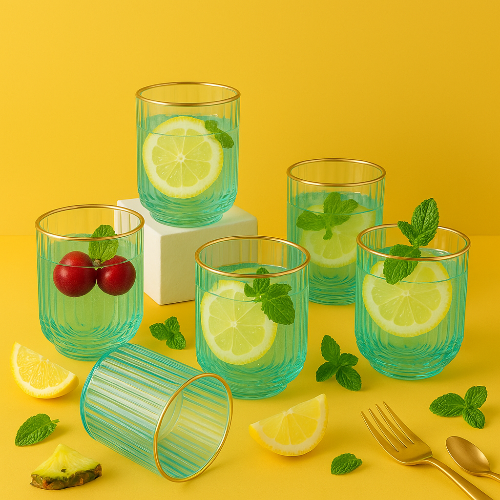 Verdant Gilded Wave Glass