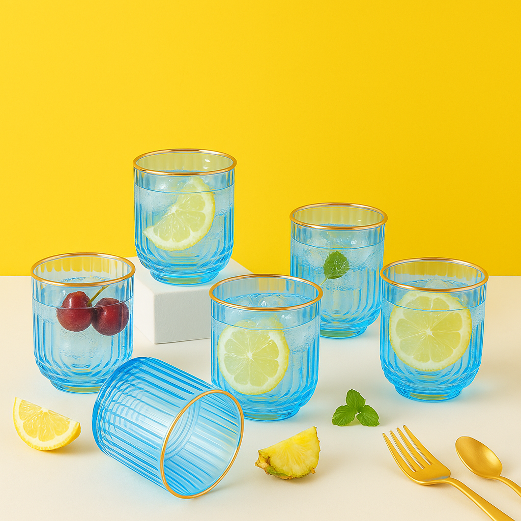 Azure Gilded Wave Glass