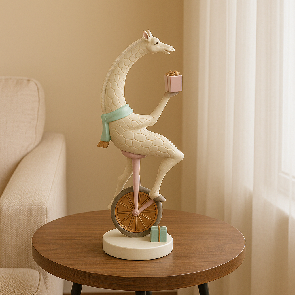 Giraffe On Unicycle Figurine
