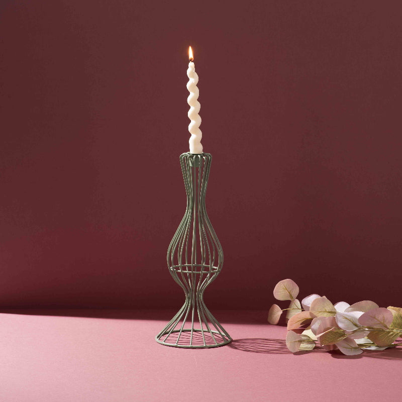 Mossy Twist Iron Taper Holder