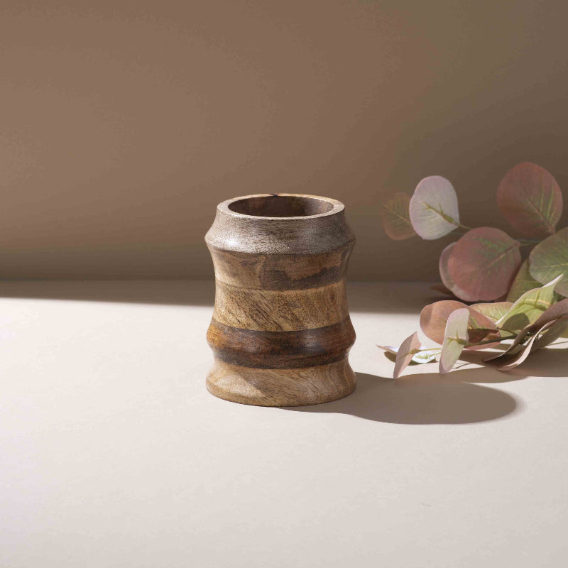 Hand-Turned Wooden Utensil Stand