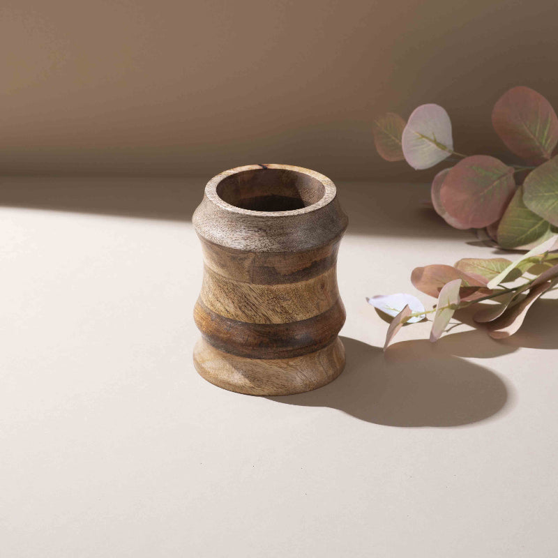 Hand-Turned Wooden Utensil Stand