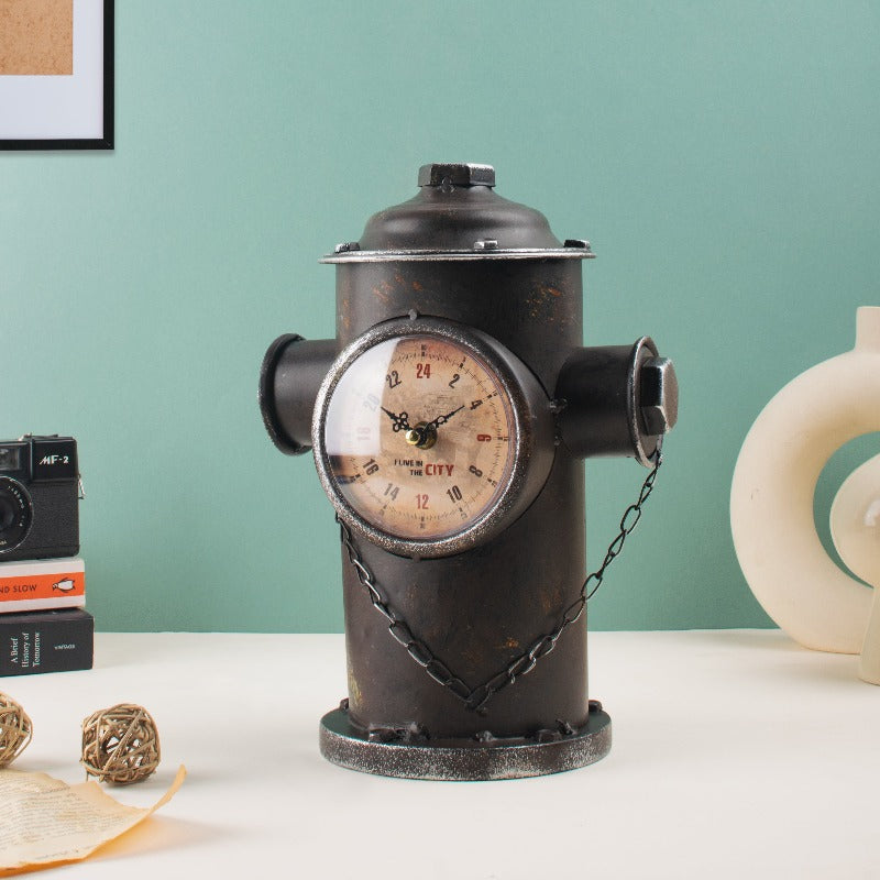 Vintage Charm Fire Hydrant-Inspired Table Clock Table Clocks The June Shop