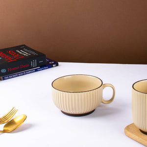 Seraphina Ribbed Coffee Mug Coffee Mugs The June Shop Round White