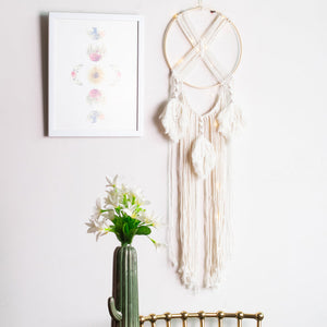 Decorative Round Macrame Handmade Wall Hanging Tapestry With Lights Macrame June Trading