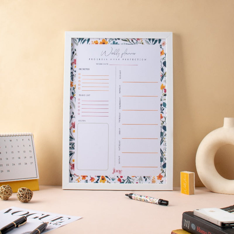 Progress Over Perfection - Weekly Planner - Re-writable Planner