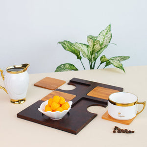 Dual-Tone Wooden Coasters & Plate Set Coasters June Trading