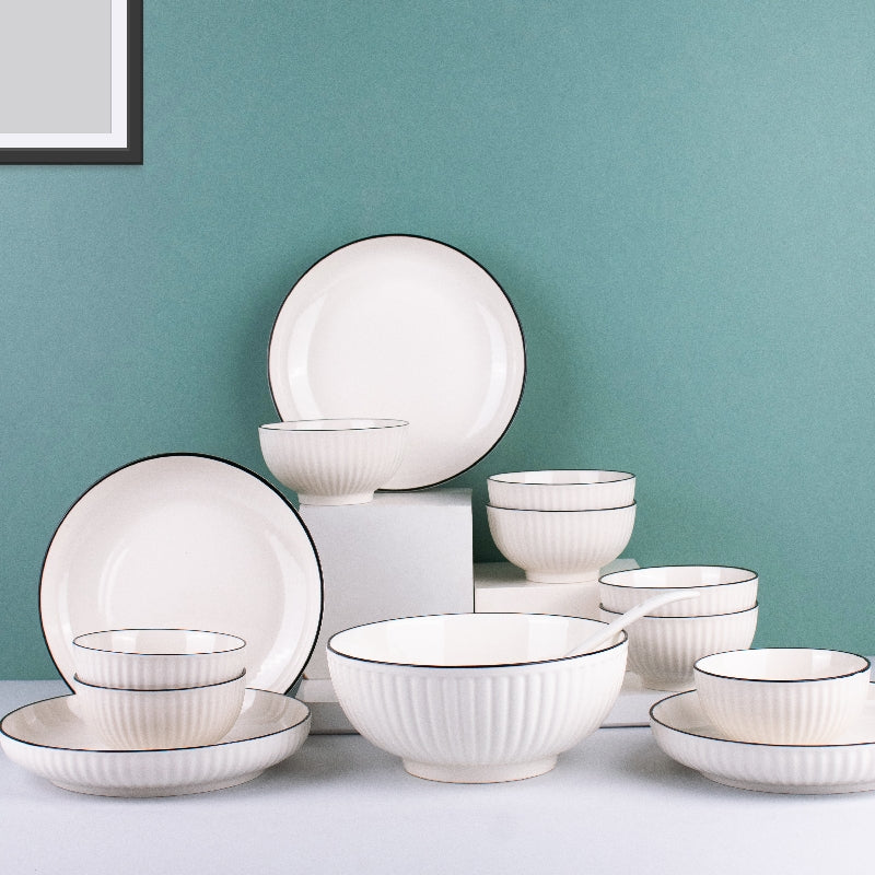 Odelia Ivory White 22 Piece Dinnerware Dinner Sets The June Shop
