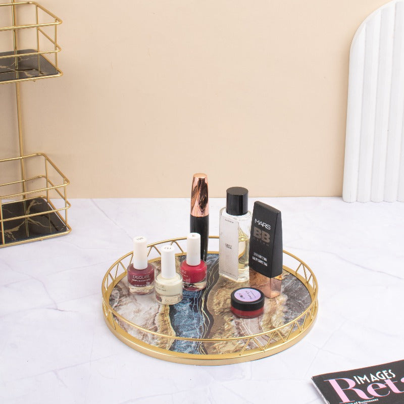 Marble-Chic Circular Vanity Accent Platter (Multipurpose)