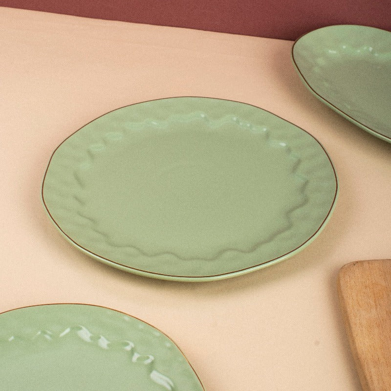 Merak Gold Rim Dinner Plate | Fern Green Dinner Plates The June Shop
