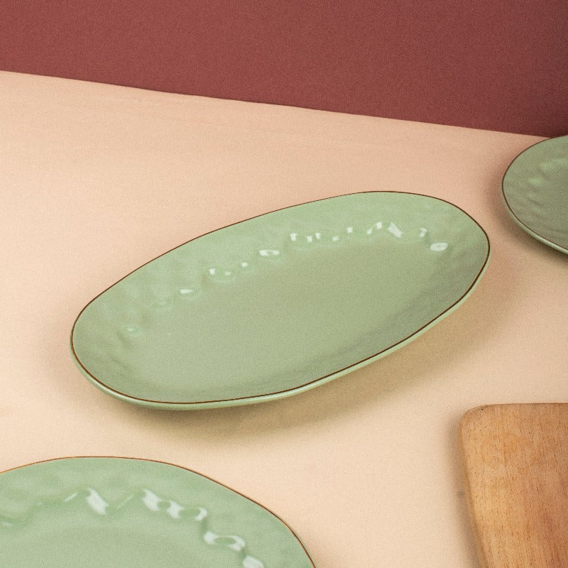Merak Gold Rim Serving Tray | Fern Green Serving Tray The June Shop