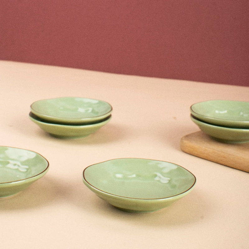 Merak Gold Rim Dip Bowl | Fern Green Serving Bowls The June Shop