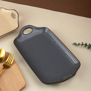 Misaki Serving Tray With Handles Serving Tray The June Shop Pewter Grey